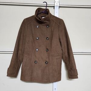 H&M Women's Double-Breasted Tan Pea Coat